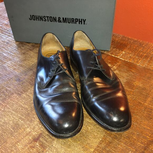 Johnston & Murphy Hartley Plain Black Dress Shoe Oxford Mens 10.5 M Leather main image 5